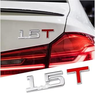 AUCELI 1.5T 3D Car Emblem Badge Decal, 2PCS Auto Trunk Rear Tailgate Metal Sticker, Car Side Fender Letter Nameplate Logo, Vehicle Exterior Decoration Replacement Universal for Truck, SUV, Van (1.5T)