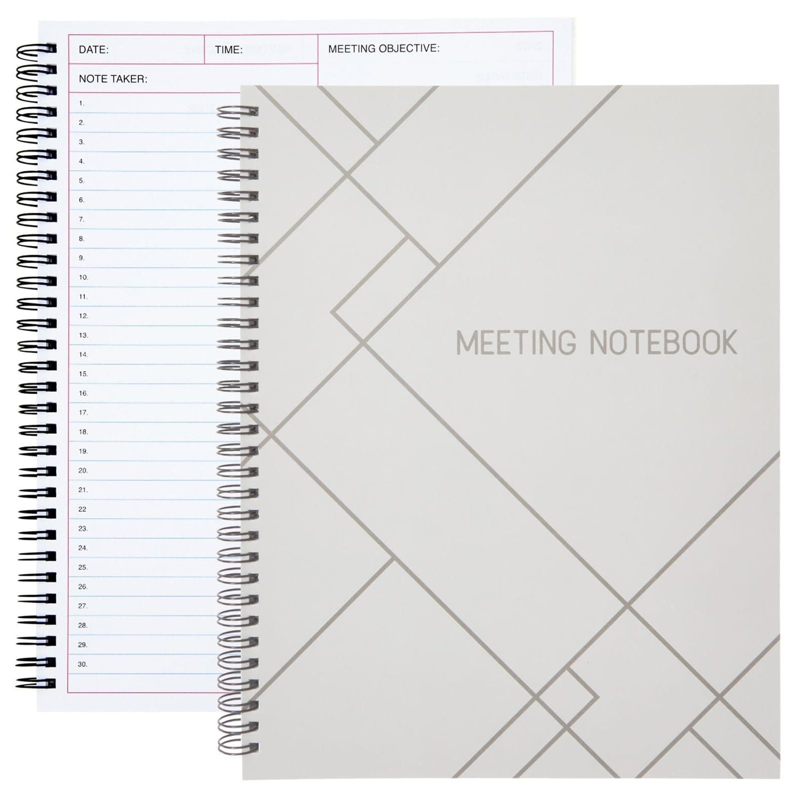 Juvale Meeting Notebook for Work - Spiral-Bound Planner Notebook for Work Planner & Office Supplies - Agenda & To Do List Notepad - 11 x 8.5 In, White, Pack of 2