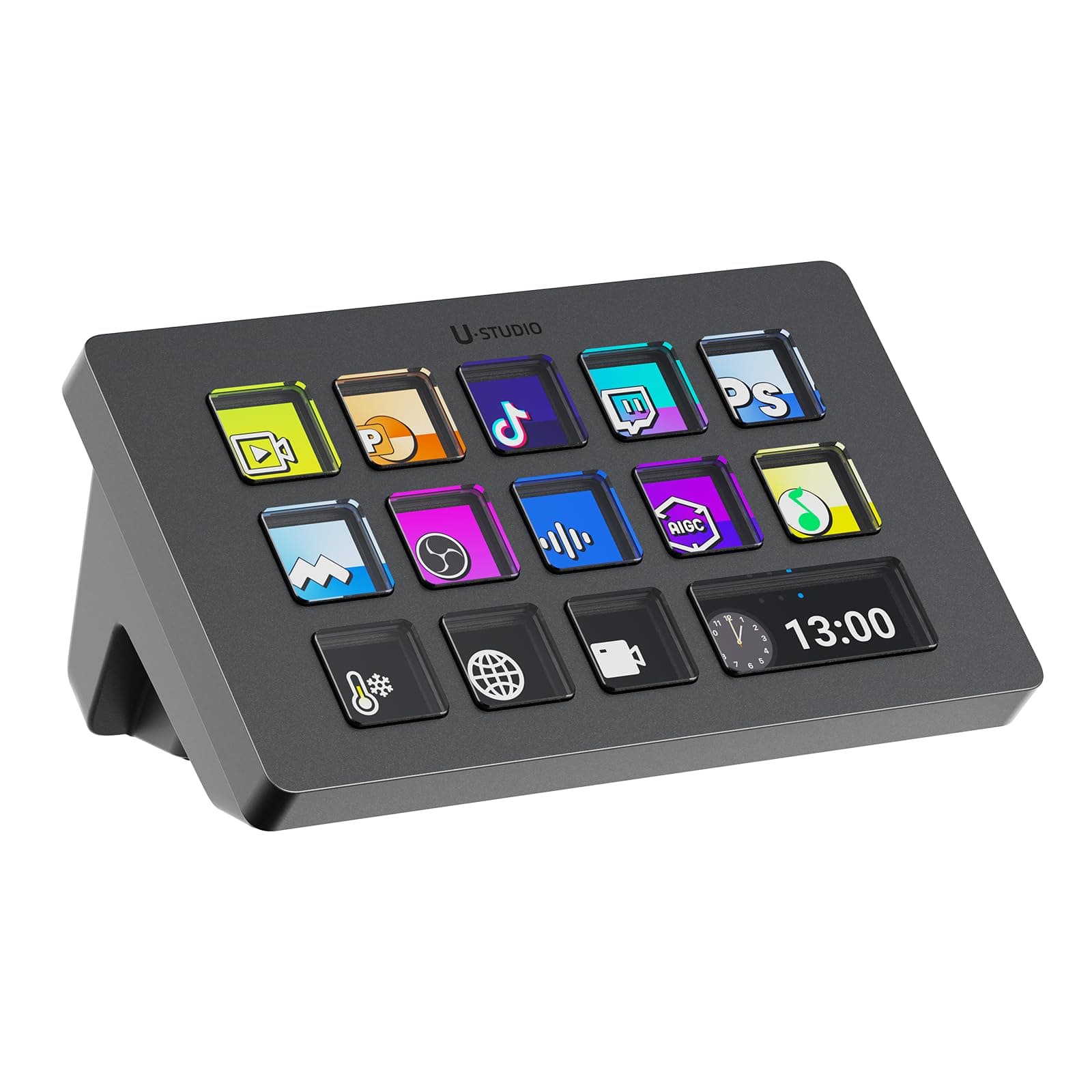 ULANZI D200 U-Studio Macro Keyboard Stream Controller, 14 LCD Keys, 13 Customizable Macro Keys Deck to Control Apps and Software, Trigger Actions in OBS, Twitch, YouTube and more, for Mac/PC