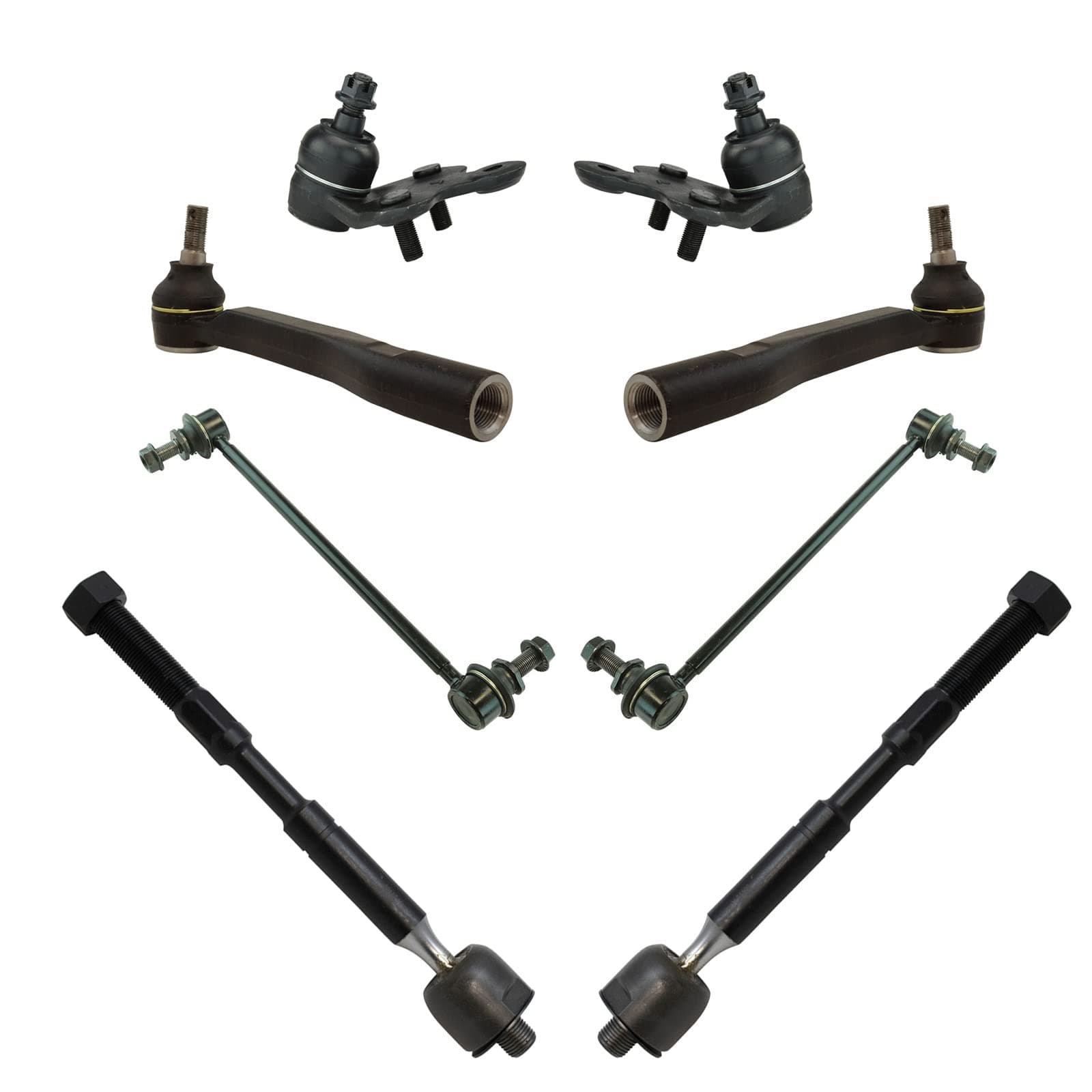 TRQ 8pc Steering Suspension Kit Ball Joints Inner Outer Tie Rods Sway Bar Links