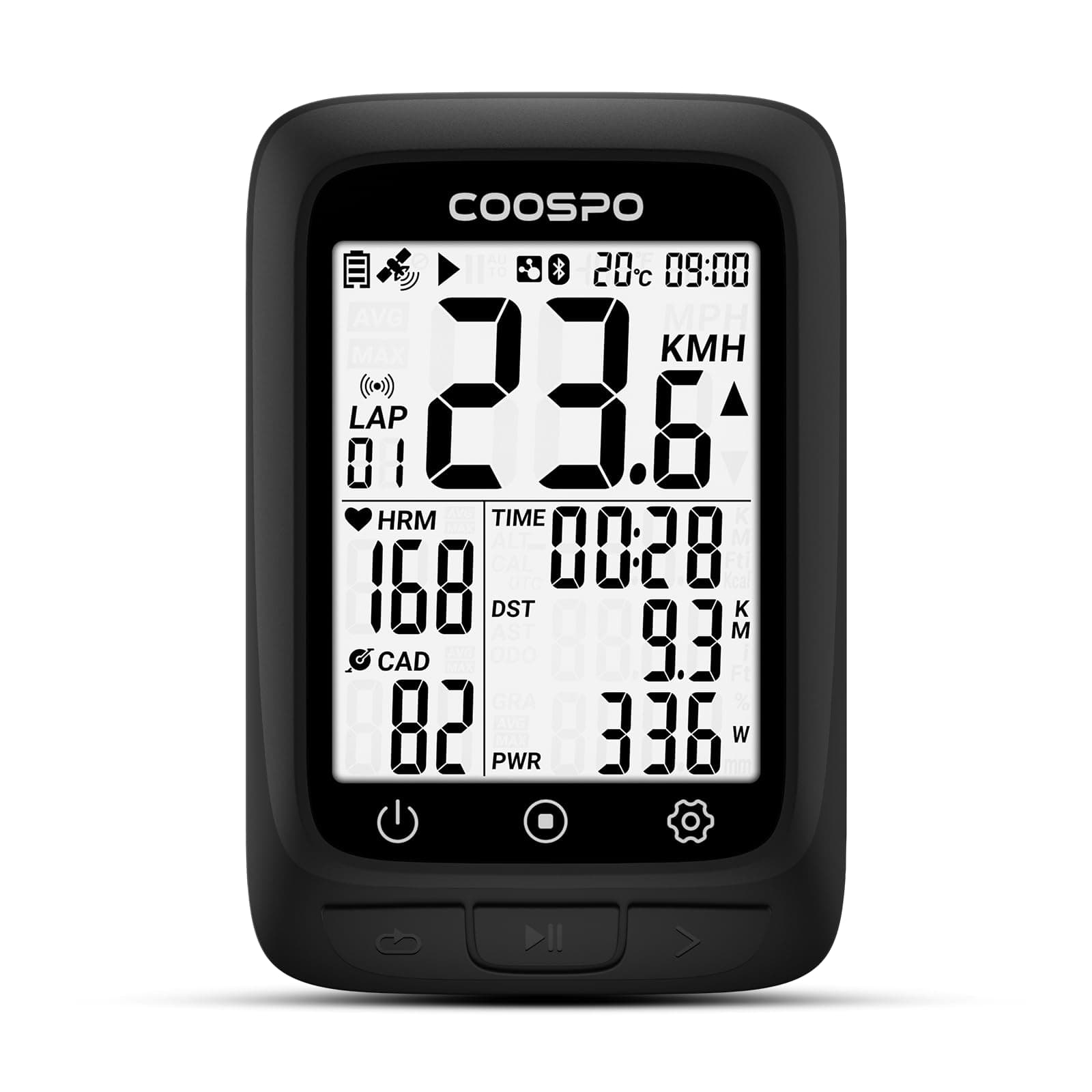 Bike Computer GPS Wireless, ANT+ Cycling Computer GPS with Bluetooth , Multifunctional ANT+ Bicycle Computer GPS with 2.4 LCD Screen, Bike Speedometer with Auto Backlight IP67