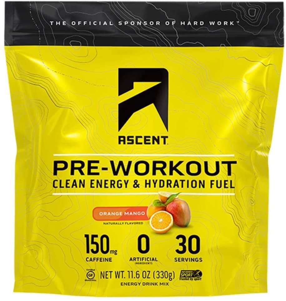 ASCENT Orange Mango Pre-Workout Hydration Fuel, 11.6 OZ
