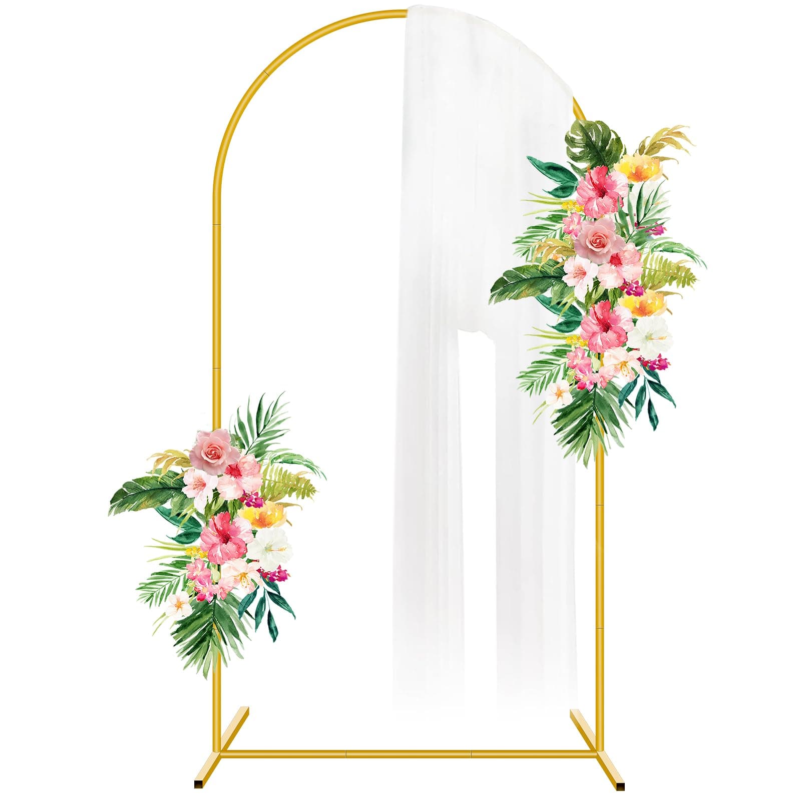 7.2FT Metal Arch Backdrop Stand,Gold Wedding Arched Backdrop Stand Frame for Wedding Party Balloon Decoration Birthday Graduation Ceremony Baby Shower Garden Floral