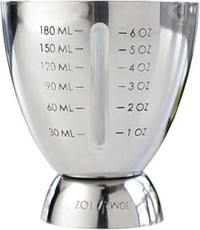 Vista Stainless Steel Double Jigger for Bartending, Cocktail Measuring Jiggers for Margarita, Whiskey Sour, Bloody Mary, Mocktails and Other Drinks, Home Bar Accessories, 6 oz & 1 oz, Set of 1