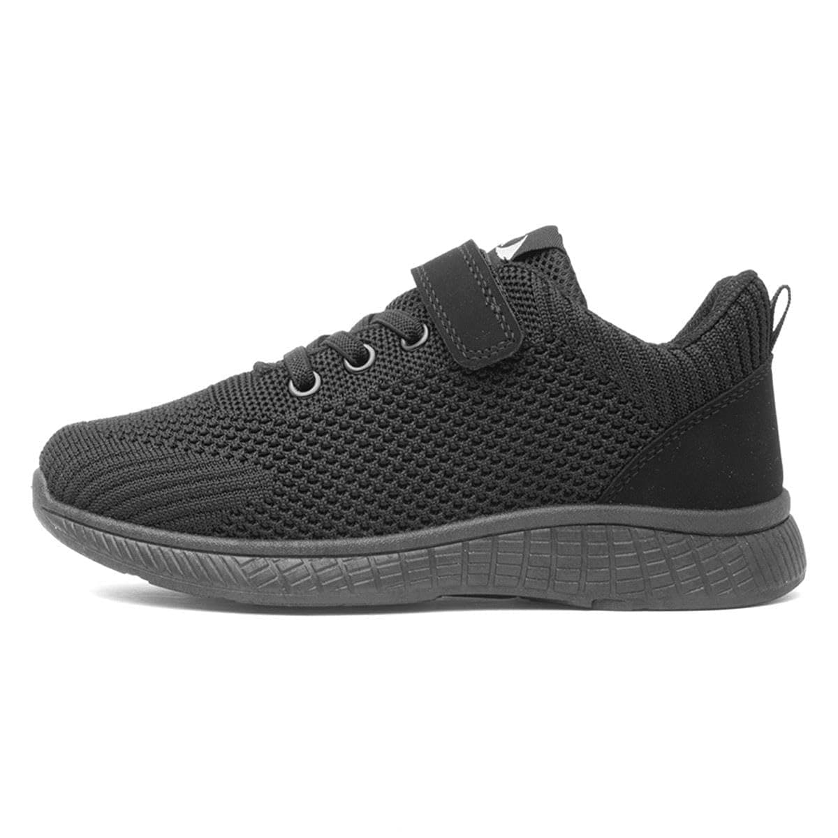 XL Kids Black Mesh Easy Fasten Trainer