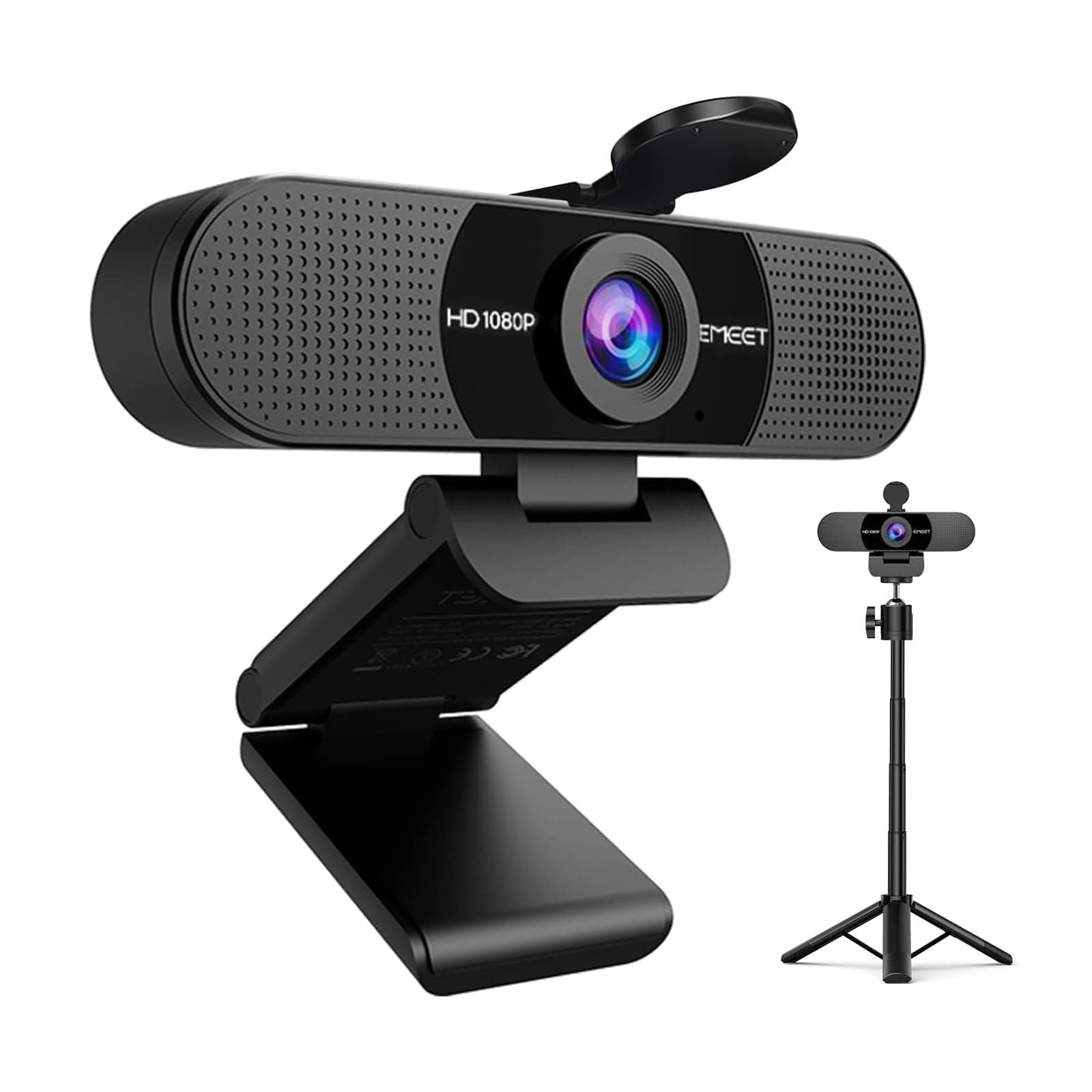 EMEET C960 Webcam with Tripod, 1080p Webcam with Microphone, Adjustable Height Mini Tripod, C960 Web Camera with Privacy Cover, Plug & Play Webcam with Stand for Zoom/Skype/YouTube/FaceTime