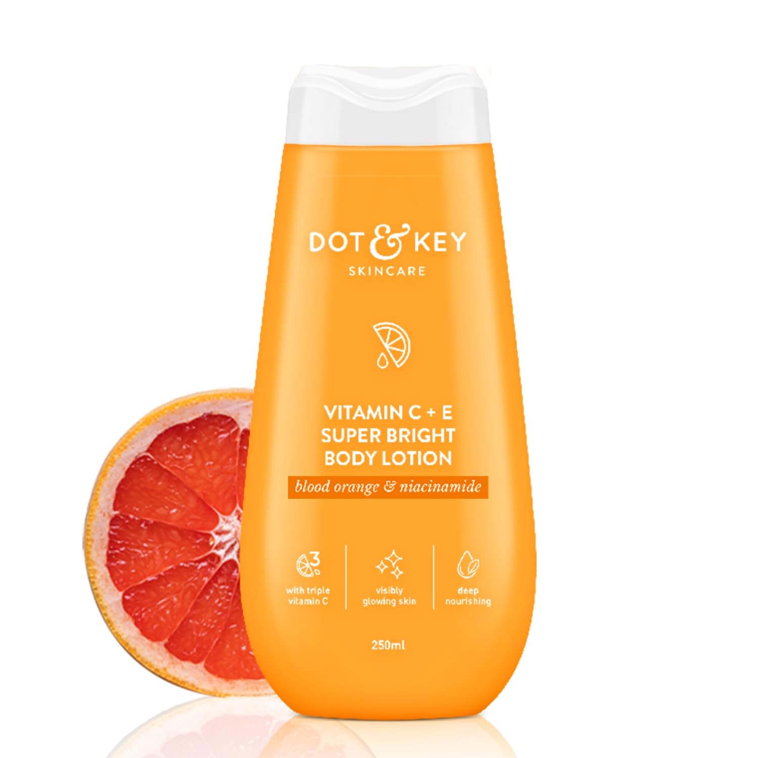 Vitamin C + E Super Bright Body Lotion for Deep Nourishing & Visibly Glowing Skin Reduces Dark Spots & Tanning With Triple Vitamin C & Niacinamide For Women & Men 250ml