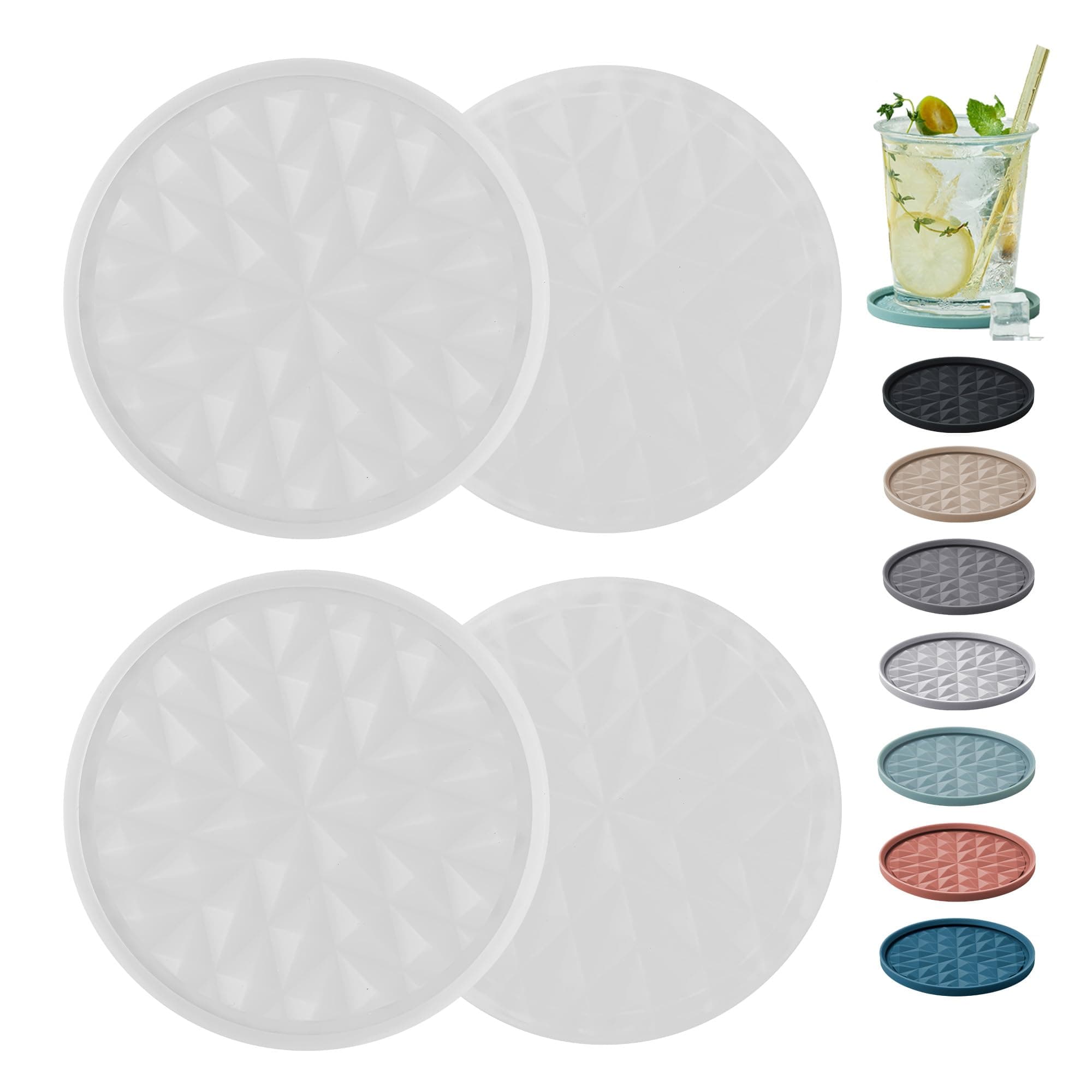 Silicone Coasters for Drinks[4 Pack]- Cup Mat for Tabletop Protection-Non-Slip, Non-Stick, Coffee Table Decor, Great Gift for Any Occasion, Translucent