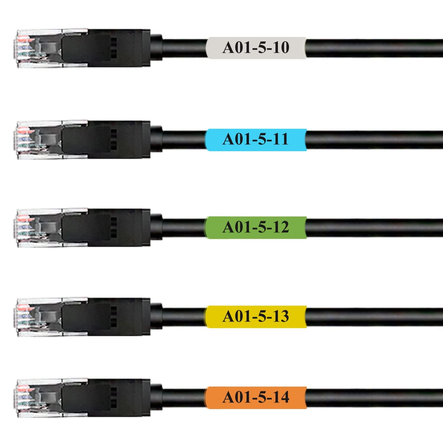 Mr-Label Self-Laminating Wrap Around Cable Labels – Letter Sheet Laser Printer Only – for Wire Marking Identification (New 5 Assorted Color, 25 Sheets (800 Labels))