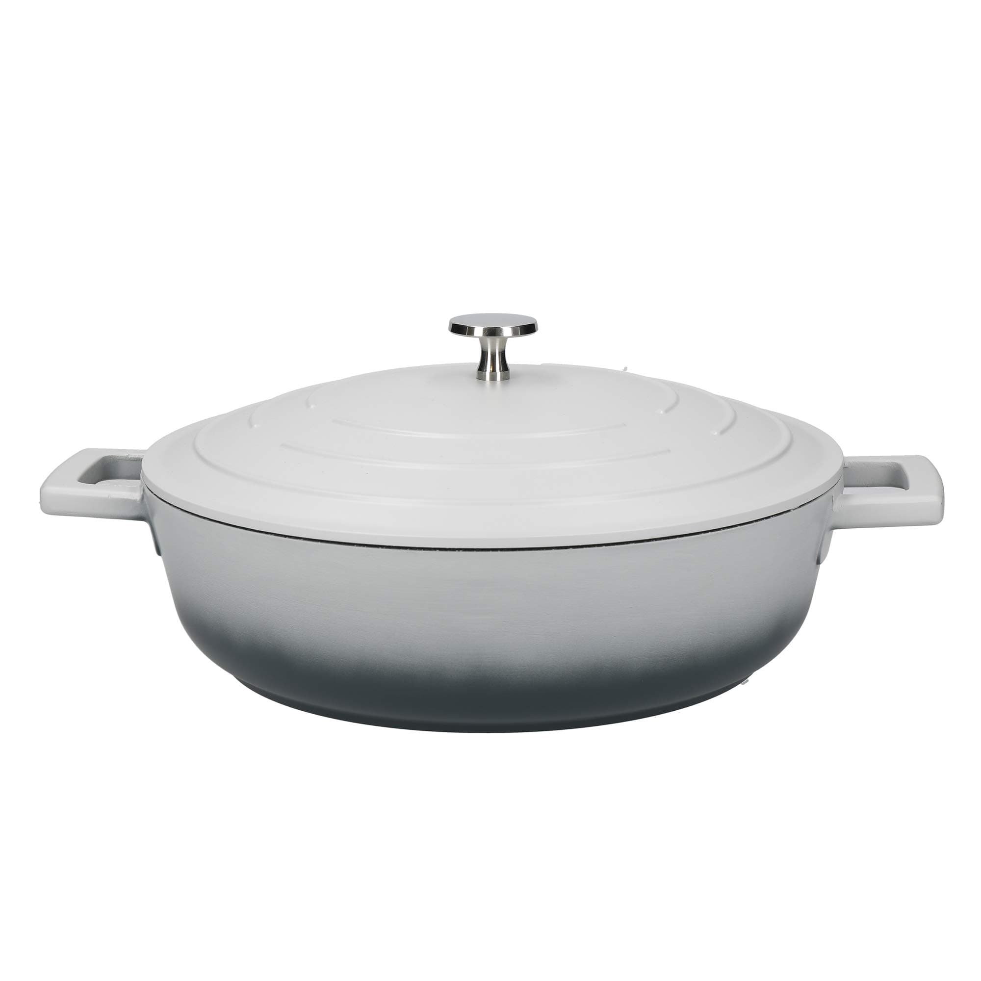 Master Class Shallow Casserole Dish with Lid 4L/28 cm, Lightweight Cast Aluminium, Induction Hob and Oven Safe, Grey Ombre
