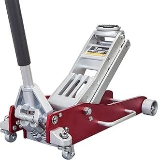 Big RED 3 Ton Floor Jack,Full Aluminum Ultra Lightweight Low Profile Car Jack with Dual Piston Quick Lift Pump,Hydraulic Racing Floor Jack for Vehicle,6,000 lb Capacity,Red,TAM830003XL