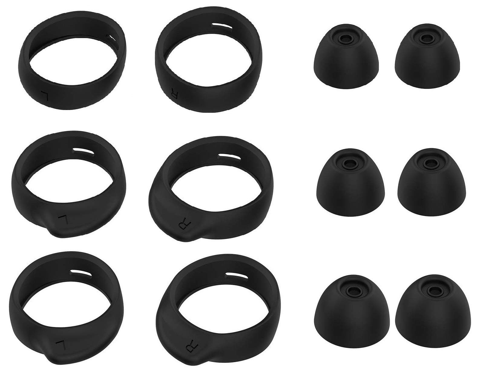 JNSA Replacement Wingtip and Ear Tip Set Compatible with Galaxy Buds/Galaxy Buds Plus (DO NOT Compatible with Galaxy Buds Pro), Wingtips 3 Size 3 Pairs and Ear Tips 3 Size 3 Pairs,Black BWT3PB