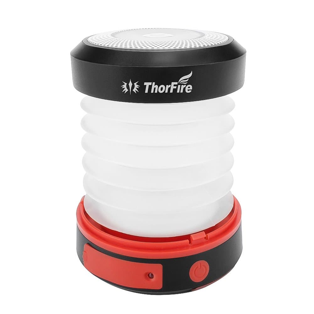 Camping Lantern Tent Light Solar Powered & USB Rechargeable Flashlight Torch Mini Lamp with Handle Collapsible Rainproof Outdoor Lights Emergency Cell Phone Charger Great for Camping Hiking