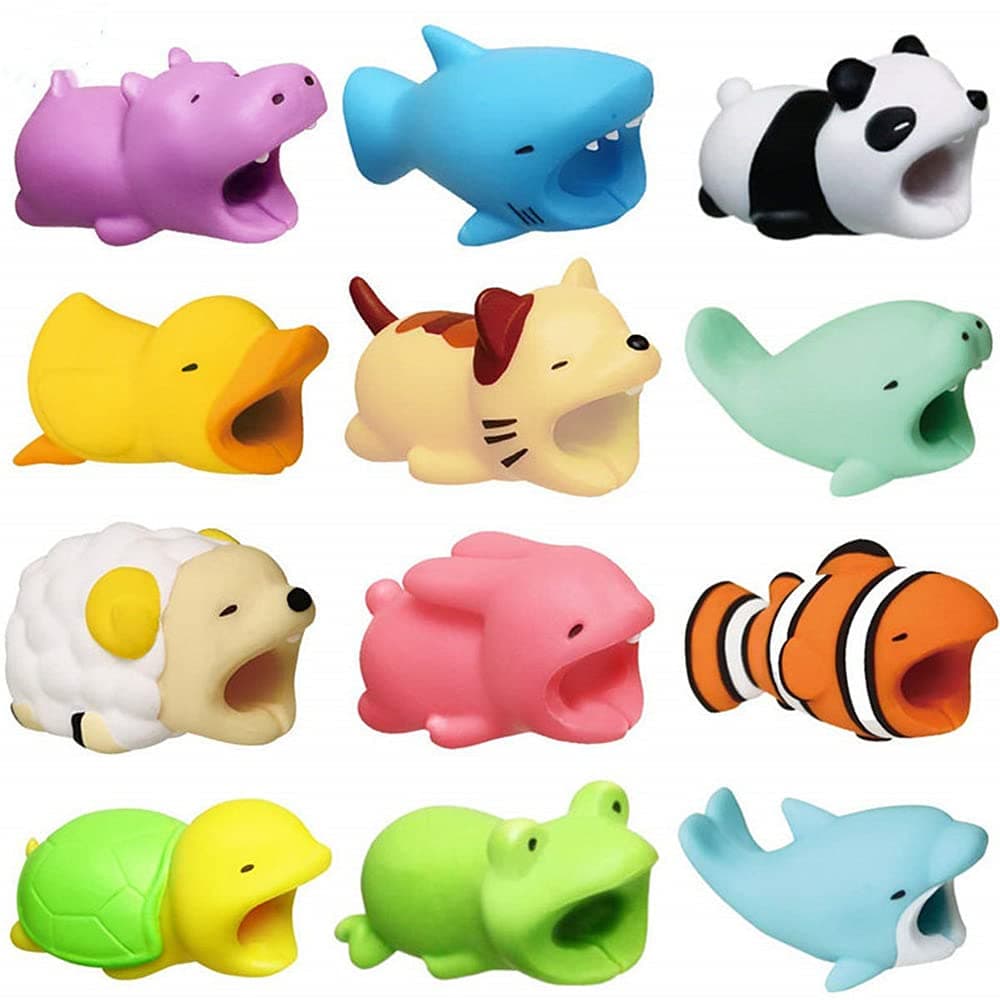 JUHUTONG 12 Pack Cute Animal Cable Protector Various Animal Cable Chewers Prevents Cable Break Cable Protector Case for iPhone/iPad