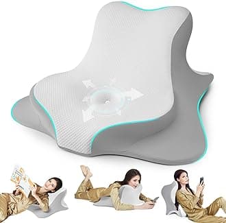 Reading Pillow for Bed, Lying, Leaning and Prone, Ergonomic Memory Foam Bed Wedge Pillow for Headboard, Chin & Back Support Pillows on Bedrest Couch Floor- White