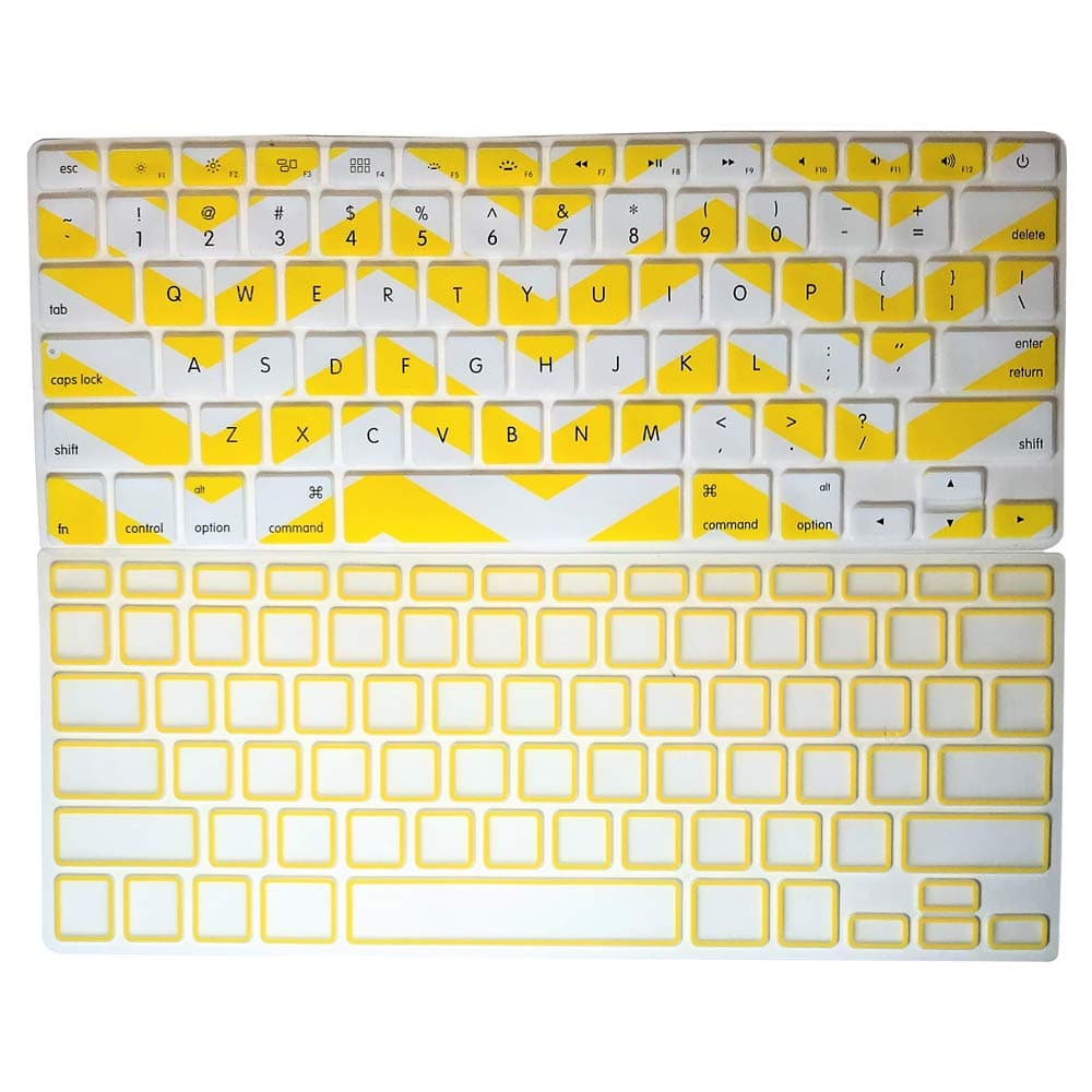 MacBook Pro Zig-Zag Chevron and Square Silicone Protective Keyboard Cover Skin for 2015 or Older Version MacBook Pro 13" 15" 17" and MacBook Air 13 with or w/Out Retina Display (Yellow/White)