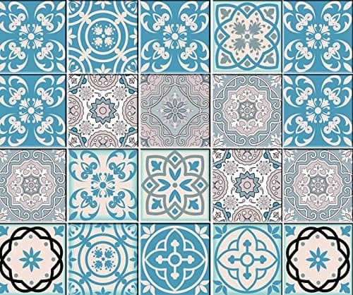 Backsplash Tile Stickers 24 PC Set Authentic Traditional Talavera Tiles Stickersl Bathroom & Kitchen Tile Decals Easy to Apply Just Peel and Stick Home Decor 4x4 Inch (Stickets Ser)