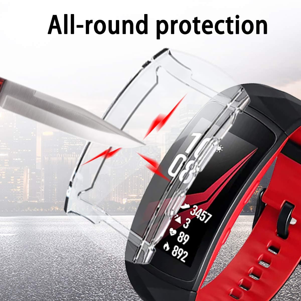 Samsung Gear Fit2 Pro Screen Protector Case,JZK Soft TPU Plated Case All-Around Protector Screen Cover Bumper Compatible Samsung Gear Fit2 Pro Smart Watch Accessories(Clear)