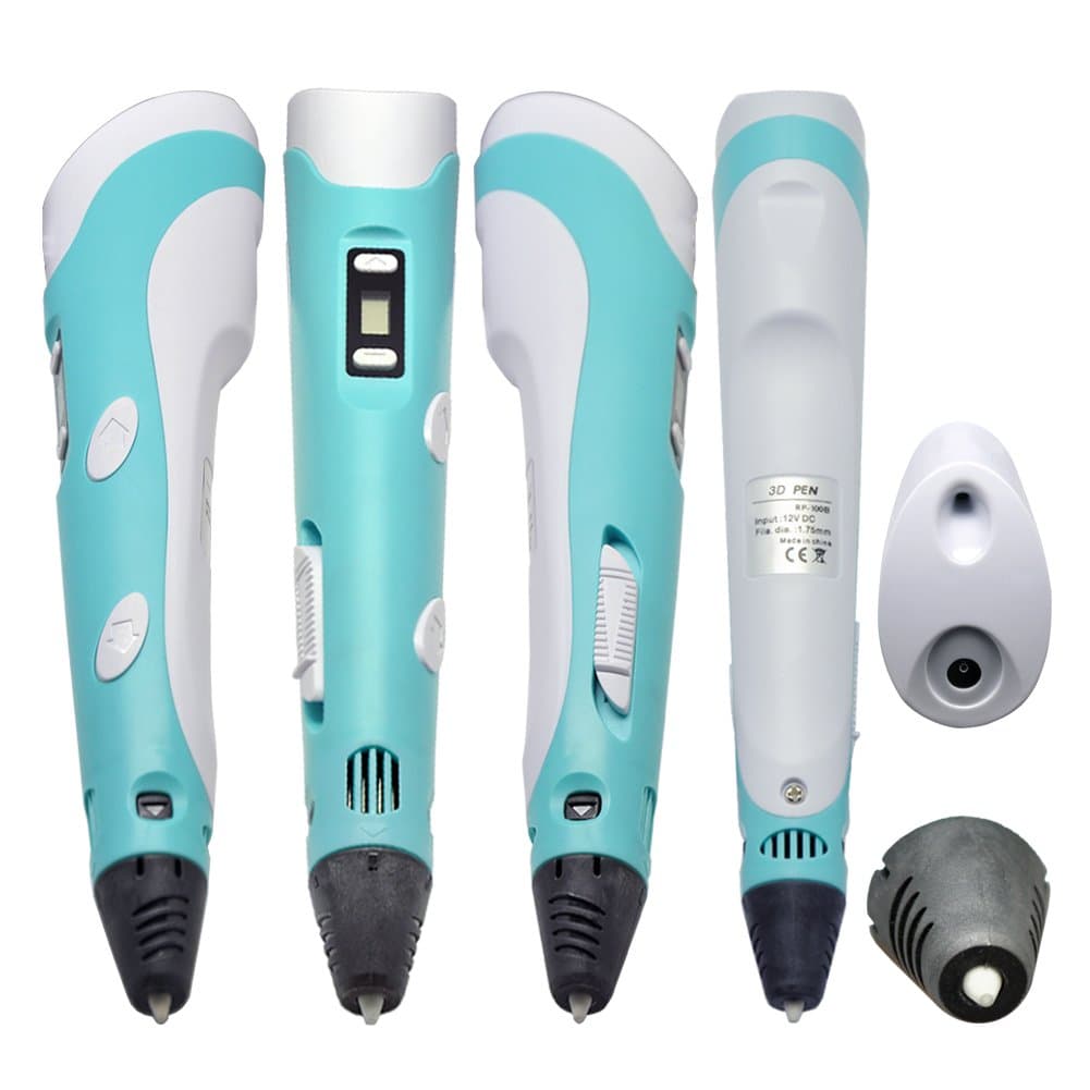 3D Drawing Pen with LCD Display and 3 Free 1.75mm Filament Starter Pack (Aqua)