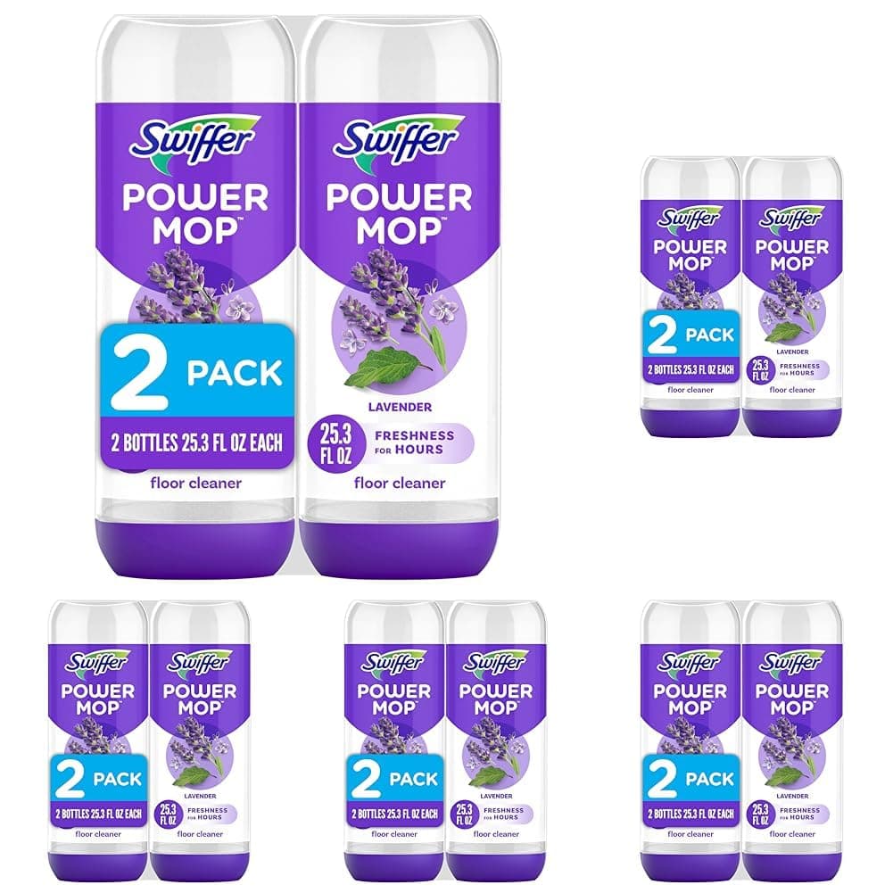 Swiffer PowerMop Floor Cleaning Solution with Lavender Scent, 25.3 fl oz, 10 Pack