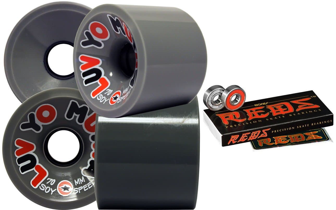 Luv Yo Mutha Longboard Wheels Bones Reds Bearings 70MM Gray Dregs Soy Formula