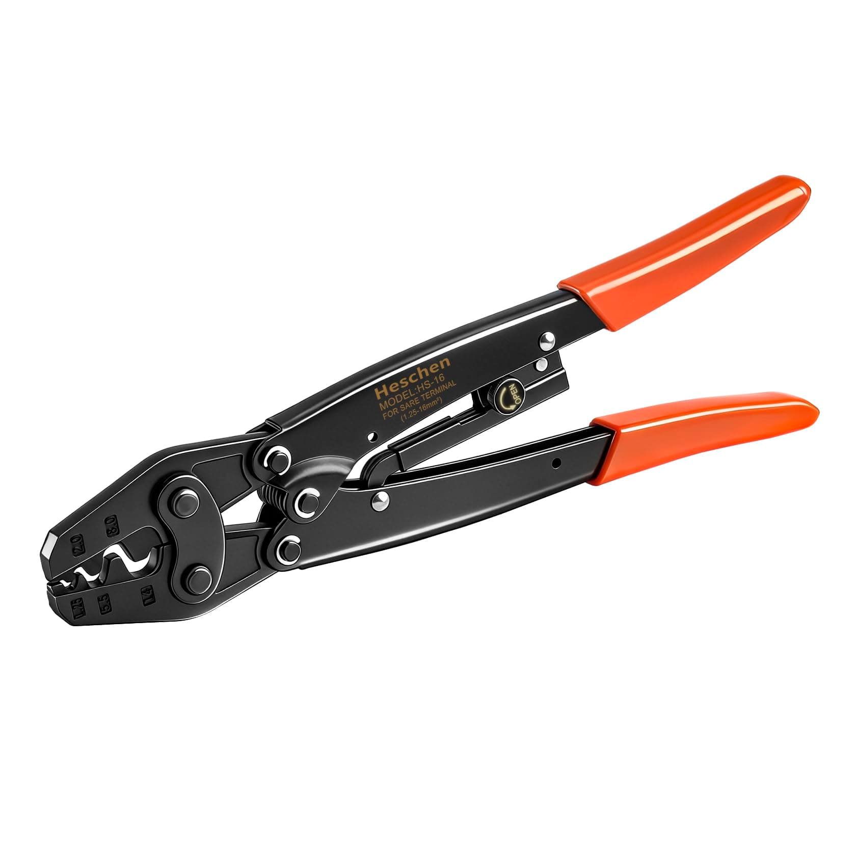 Heschen Ratchet Terminal Crimping Tool HS-16 Use for 1.5-16 mm² (15-5AWG) Non-Insulated terminals (Point Type)