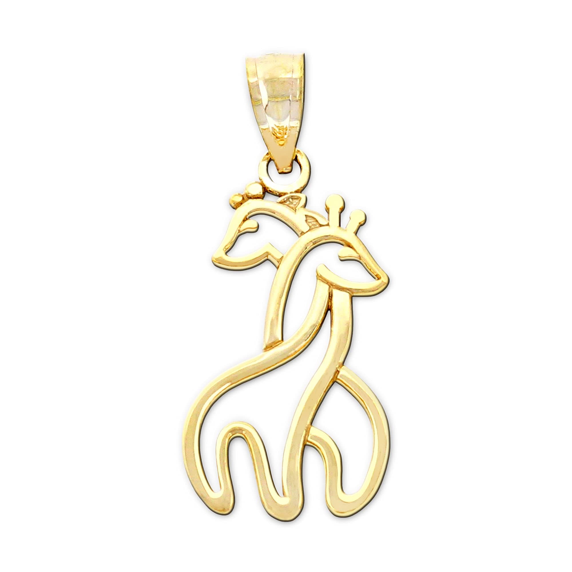 CA CHARMAMERICA Gold Giraffe Charm - 10 Karat Solid Gold - Giraffe Pendant Jewelry