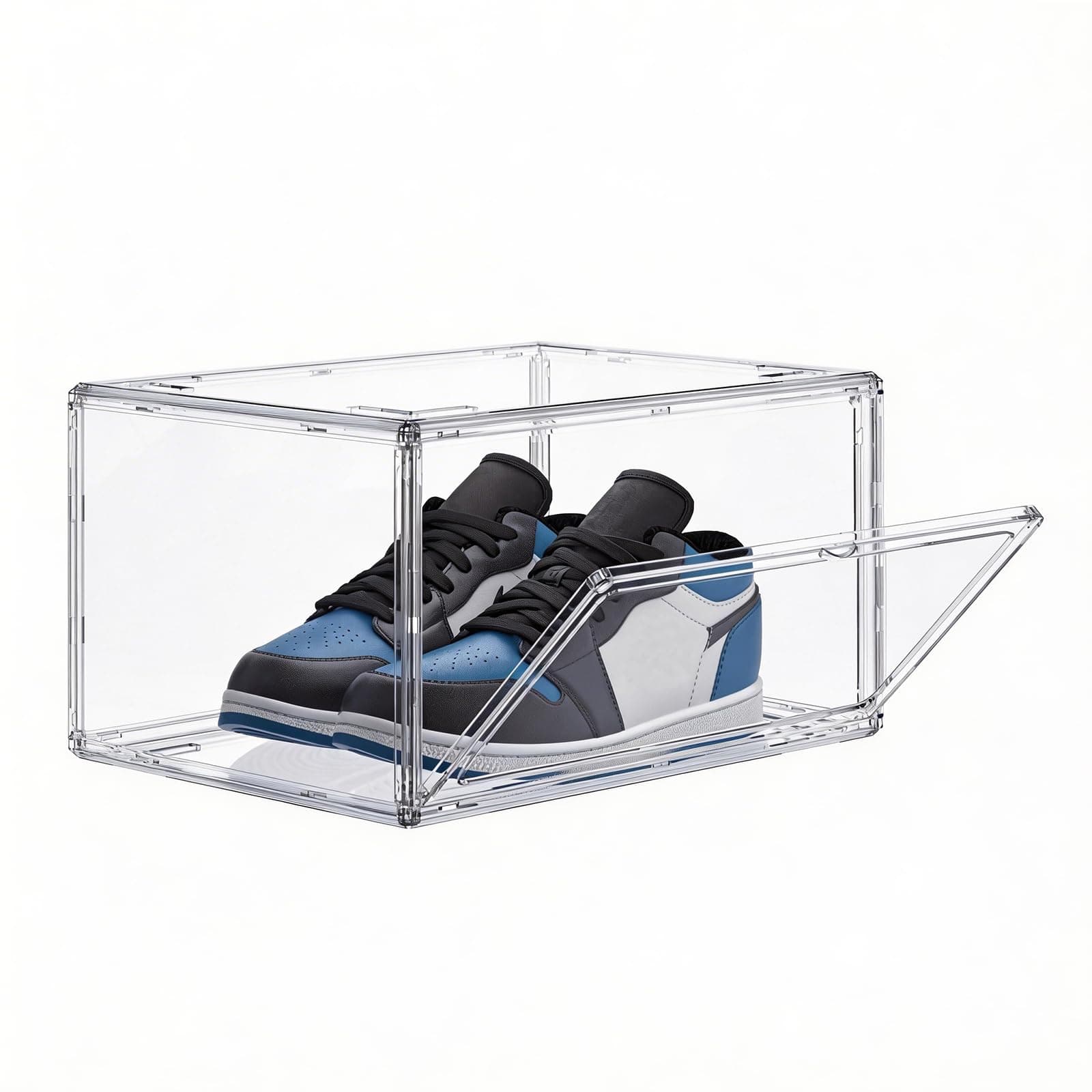 Size 14 Acrylic Clear Shoe Storage Boxes Stackable for Sneaker, Clear Shoe Box Storage Bins, Fully Transparent Display Case with Magnetic Door Suitable for Ankle, Boots, High Heels (1 Pack)