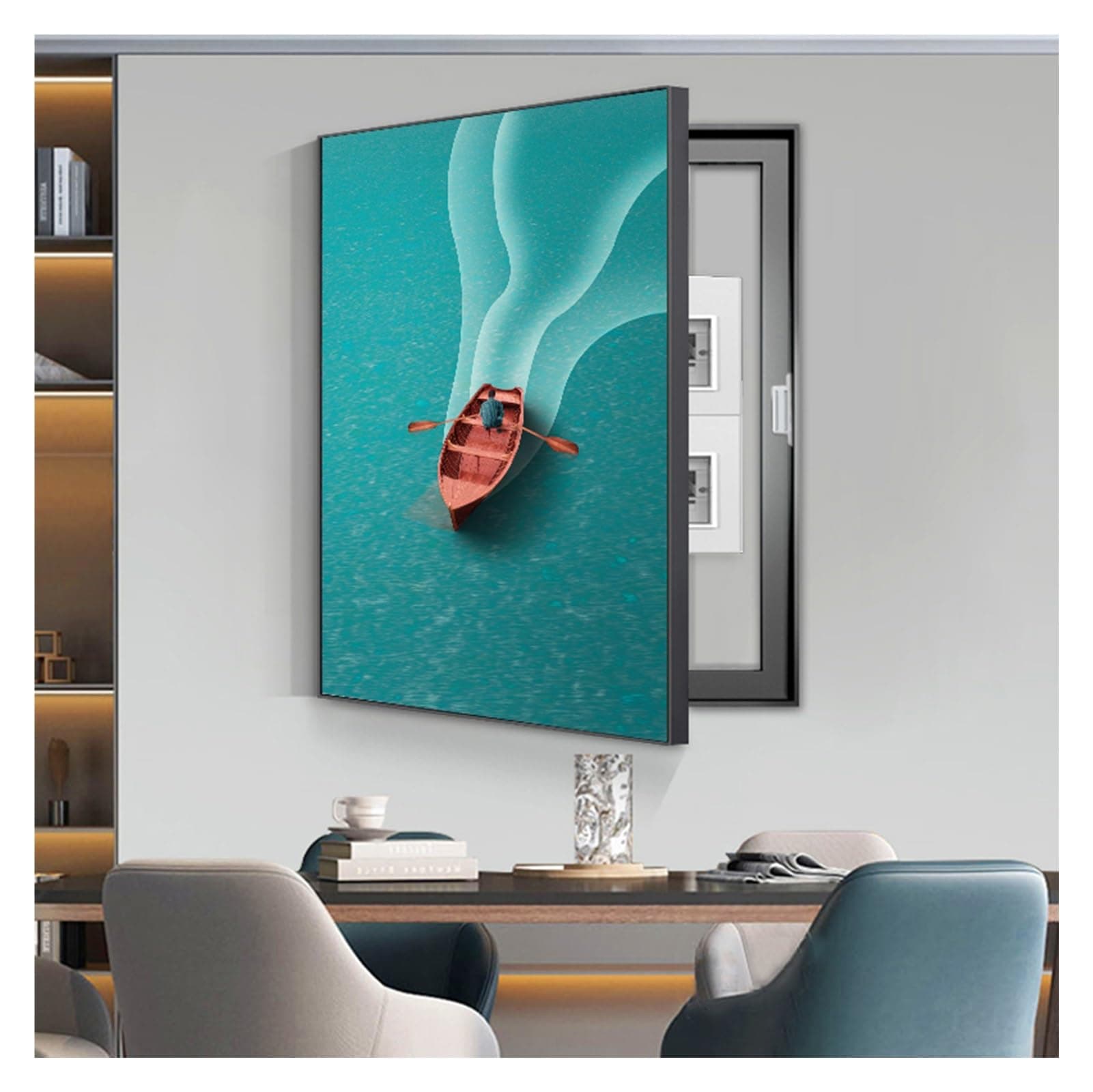 Electrical Panel Cover Decorative, Breaker Box Cover Decorative, Meter Box Decorative Painting, Wall Mounted Hide Fuse Box Cover Cabinet(E,30x40cm/12x16in)