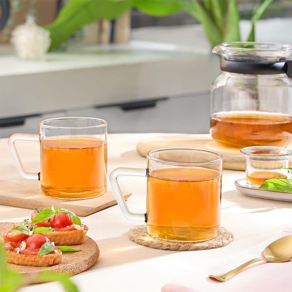 120ml 2pc Classic Espresso Tea and Coffee Mug Set | Made in India Borosillicate Glass, Microwave Safe, Scratch Resistance, Lightweight | Cup Set for Chai, Green Tea, Milk | Transparent