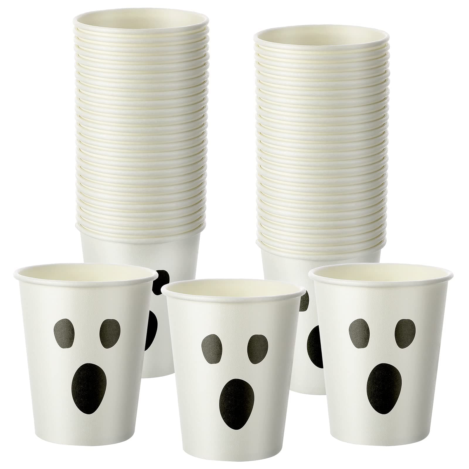 50 Pack Halloween Disposable Cups 9 oz Ghost Paper Cups Halloween Cups Ghost Paper Hot Cup Party Cups for Coffee Juice Hot Cold Drinks Boys Girls Party Supplies