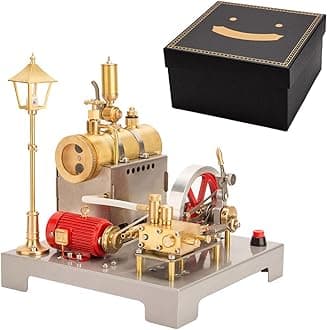 SE-02 Steam Engine Kit - Reversible Horizontal Stationary Steam Engine Model with Boiler, Generator and Street Lamp, 100PCS Science Education Gift for Adults