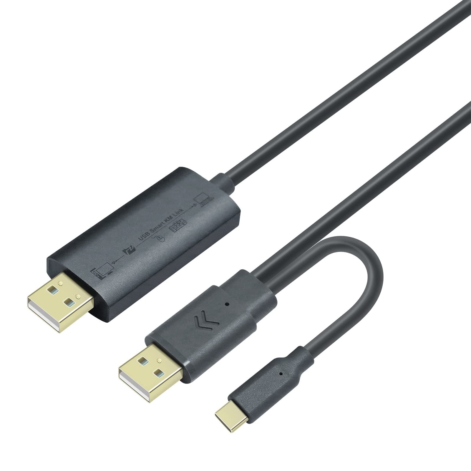 Computer to Computer USB Cable 6ft PC to PC Data Transfer Cord USB-C USB-A Windows 11 10 8 7 Vista XP MAC for USB 2.0 High Speed Easy File Sync Software Included