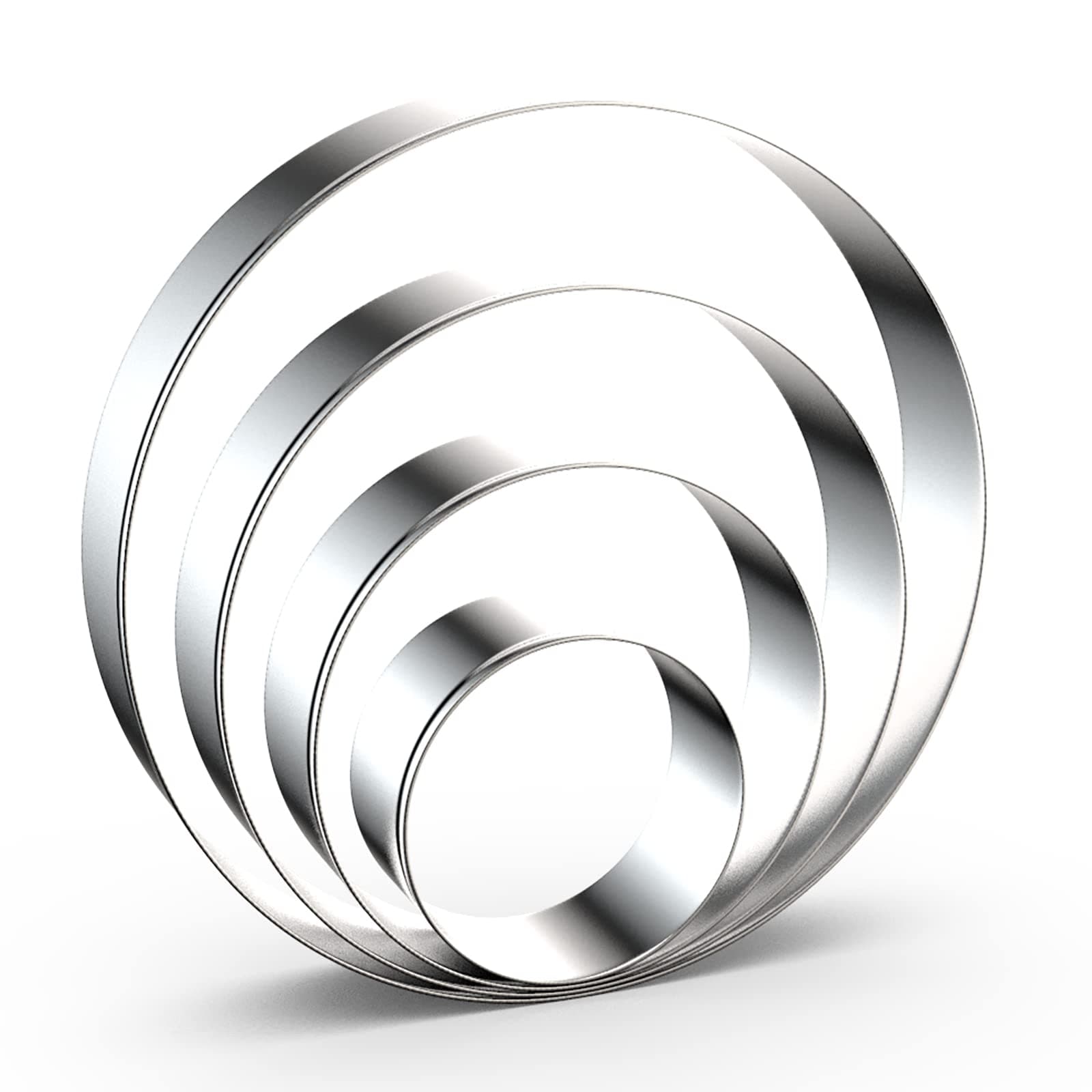 Circle Round Biscuit Cookie Cutter Set - Large Donut Cutter Ring Molds - 5 Inch, 4 Inch, 3 Inch, 2 Inch - Geometric Plaque Cookie Cutters Shapes - Stainless Steel