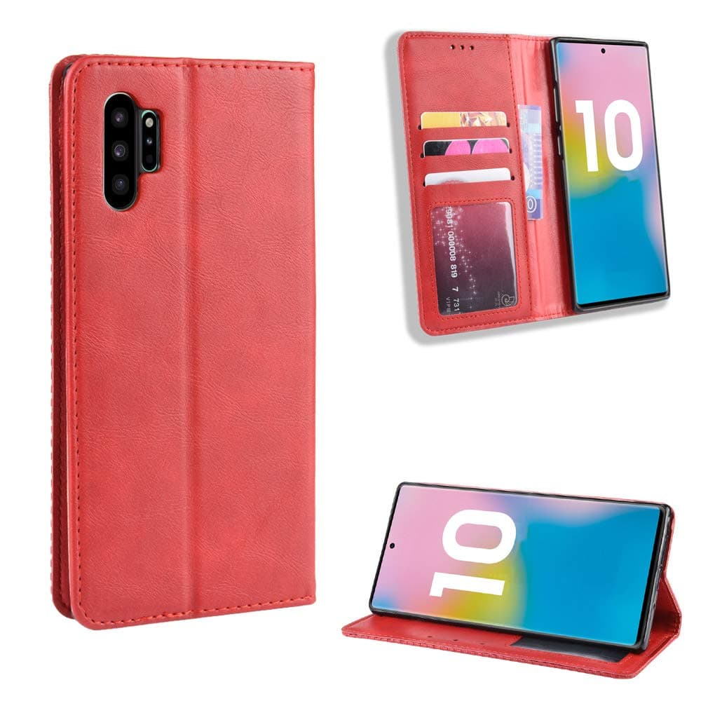 Case for Samsung Galaxy Note 10 Pro/SM-N975F / SM-N975F/DS/SM-N975U / SM-N975U1 / SM-N975W / SM-N9750/DS/SM-N975N Case Cover,Leather flip case Cover Red