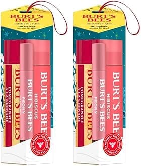 Burt's Bees Moisturising Lip Balm, Tinted Lip Balm and Lip Shimmer, Mistletoe Kiss (Pack of 2)