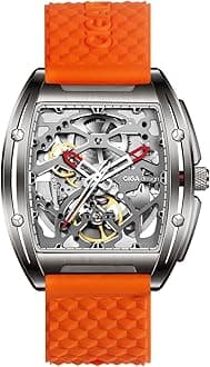 Skeleton Watch Z Series Titanium Automatic Mechanical Wristwatch Sapphire Tonneau Analog Men's Watches 3ATM Waterproof with Removable Silicone and Leather Strap Unisex Steampunk Gift