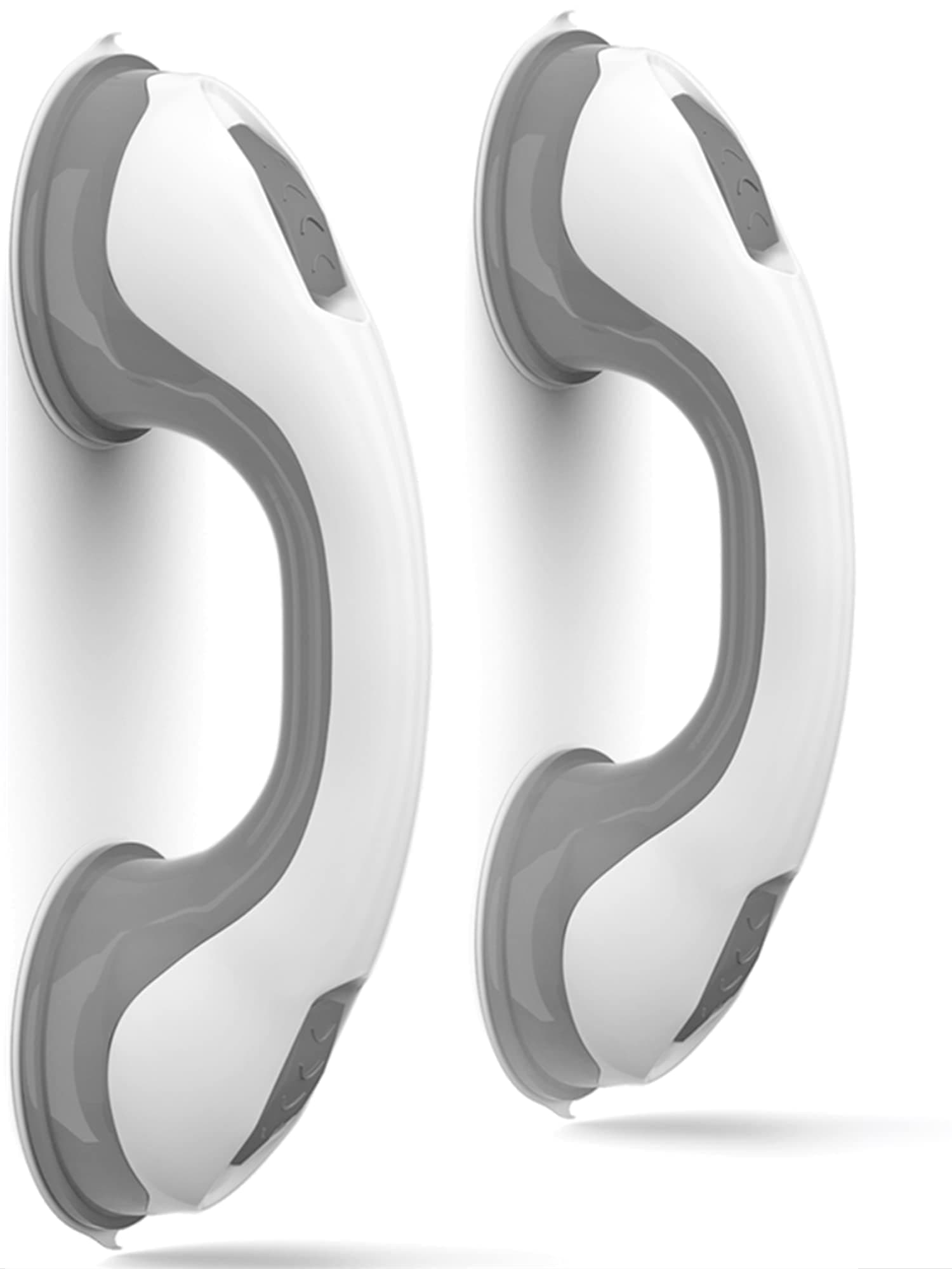 Shower Handle Heavy-2 Pack Duty 12-Inch ADA Grab Bar for Shower Grab Bar for Seniors Suction Mounted Non-Slip Grip Safety Handrail for Elderly Handicap for Bathroom Wall Bathtubs Toilet Tiles Glass