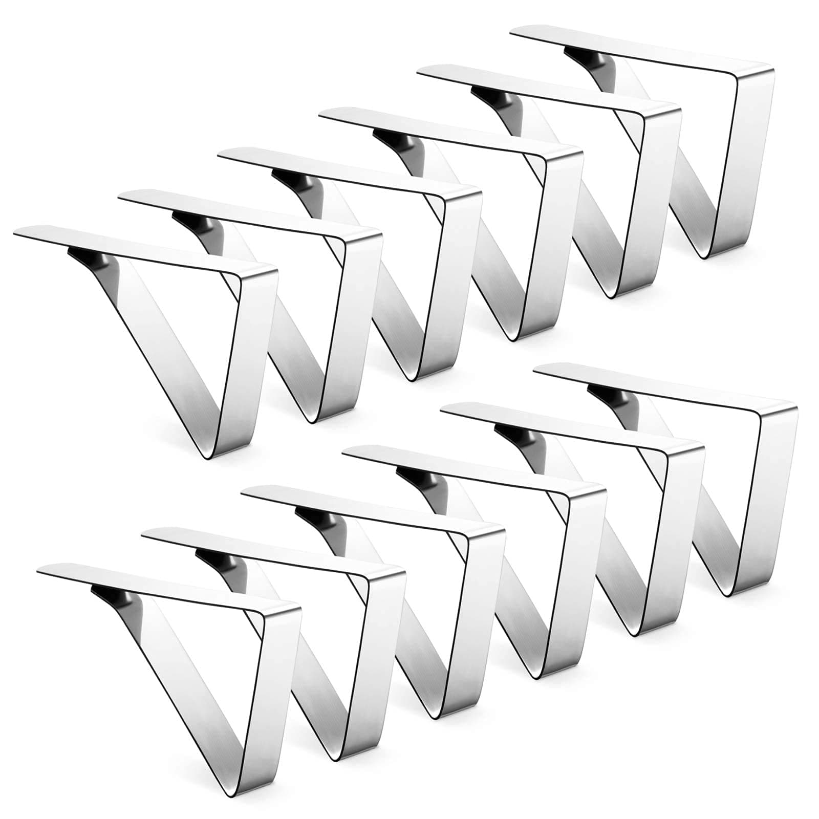 Ponure 12 Pack Tablecloth Clips - Heavy Duty Picnic Table Clips, Stainless Steel Table Cloth Cover Clamps, Table Cloth Holders Ideal for Restaurant Picnics Marquees Weddings Graduation Party