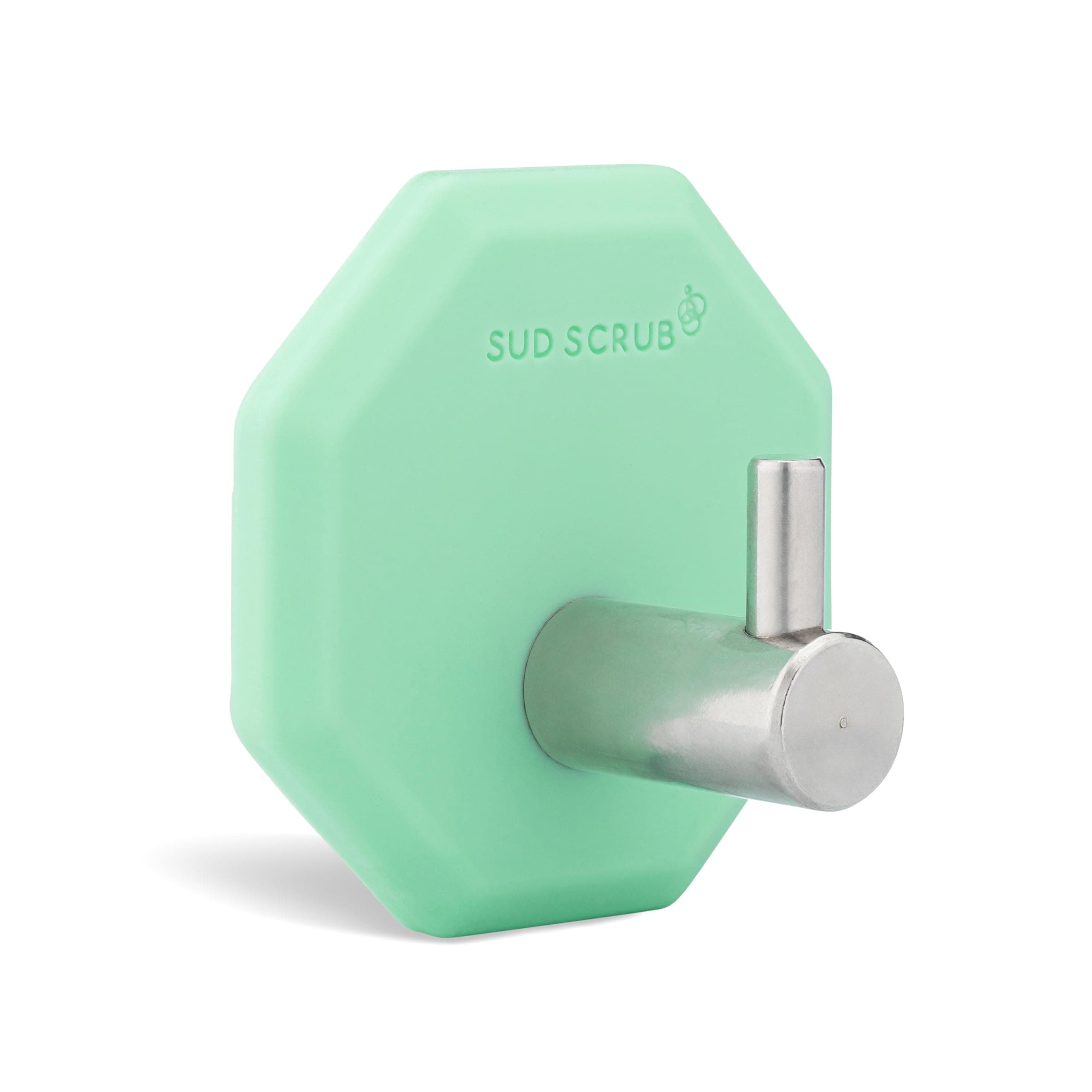 Sud Scrub® Antimicrobial Shower Hook, Self Adhesive Hooks for Shower Wall, Heavy Duty Removable Wall Hooks, Stick On Hooks for Hanging, Bathroom Towel Hook (Mint)