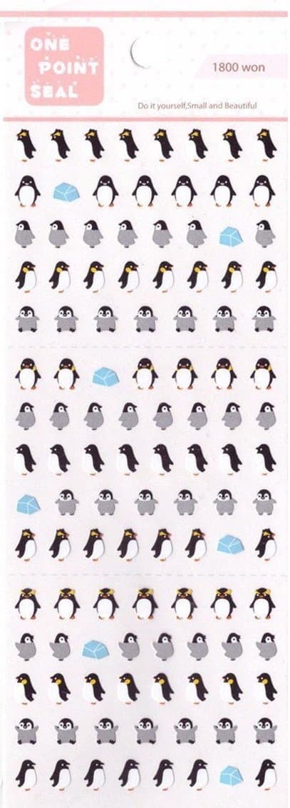 OfficeA Tiny/Mini Character Stickers for Diary (Penguin) x 2 Sheets (0762047000923)