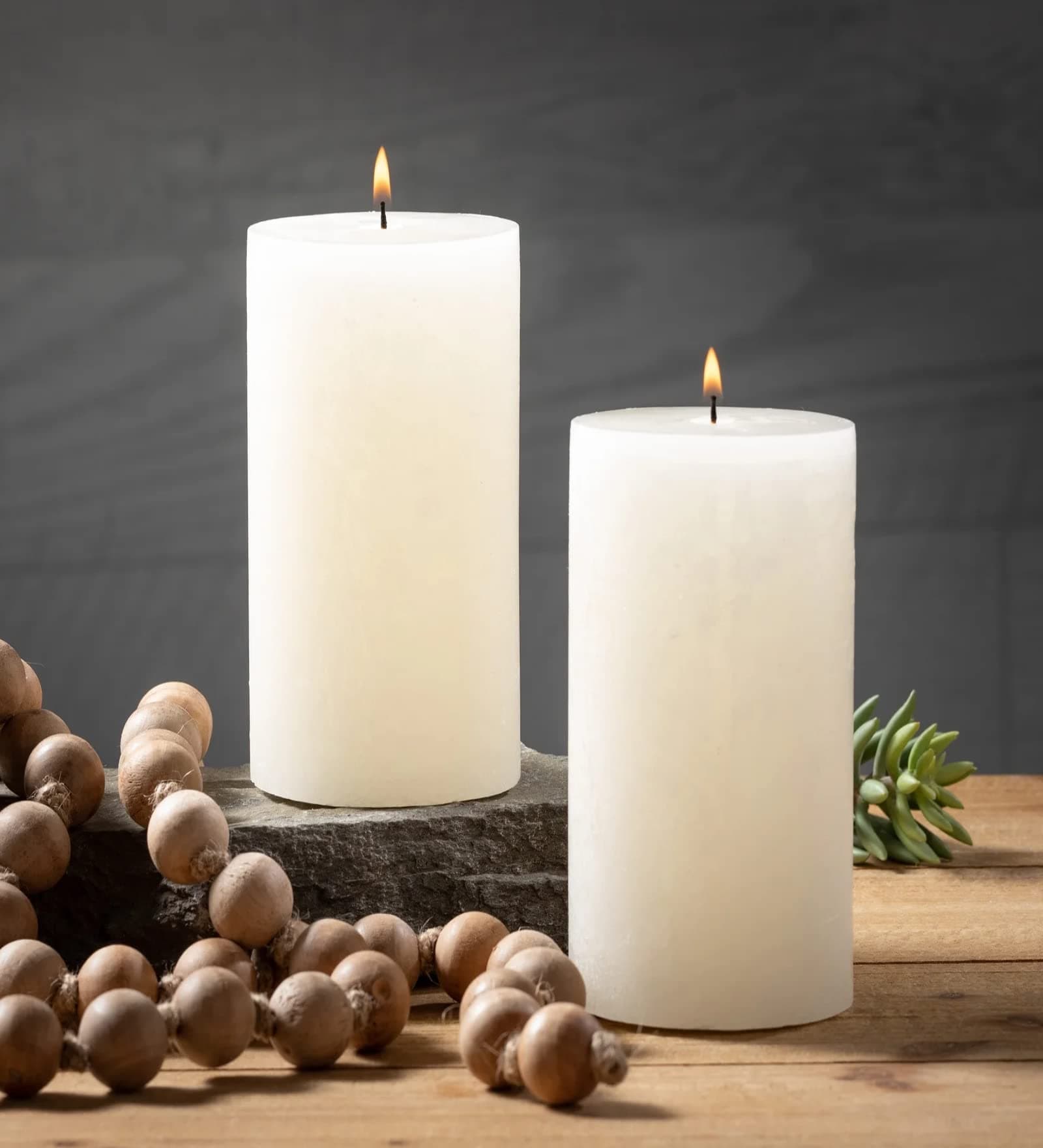 First Row Aromatic Fables Scented Set of 2 Rustic Texture Pillar Candle 5 inch Set | Decorative Rustic Candles Natural Set Ideal for Wedding, Home Decor and Gifting (Jasmine)