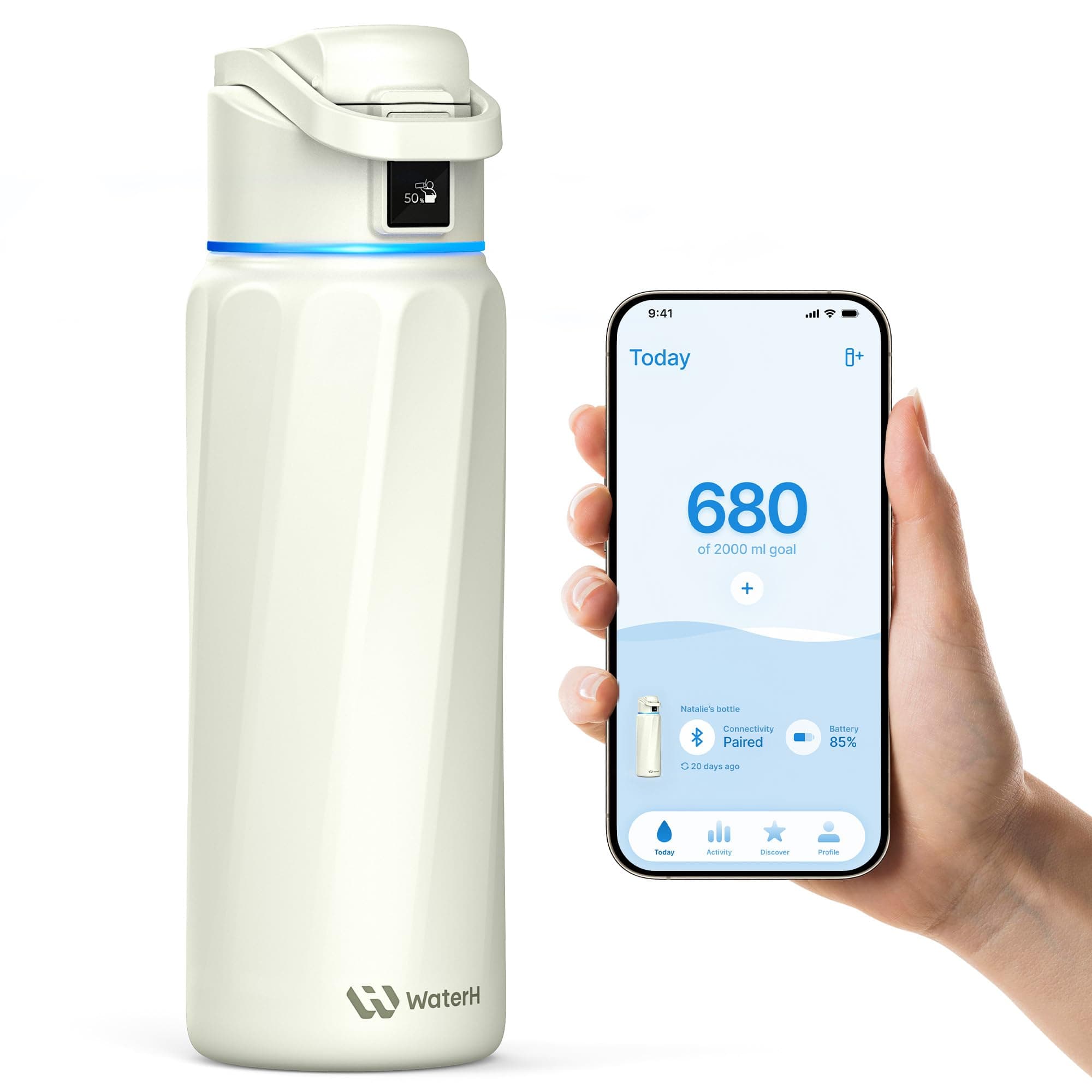 BOOST Smart Water Bottle with Reminder & Tracker, Double Wall Vacuum Insulated Bottles Stainless Steel, 32oz BPA-Free Wide Mouth for School, Gym, Office, Ideal for Mother's Day