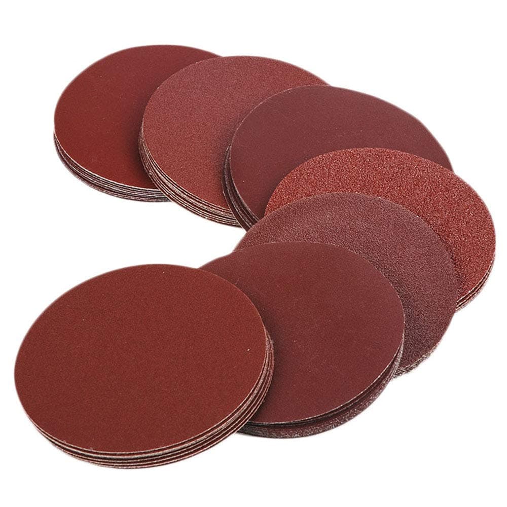 HIFROM 5 Inch Sanding Discs NO-Hole Hook and Loop 40 60 80 100 120 180 240 320 400 800 Grit Sandpaper Aluminum Oxide Random Orbital Sander Pads (100-Pack)