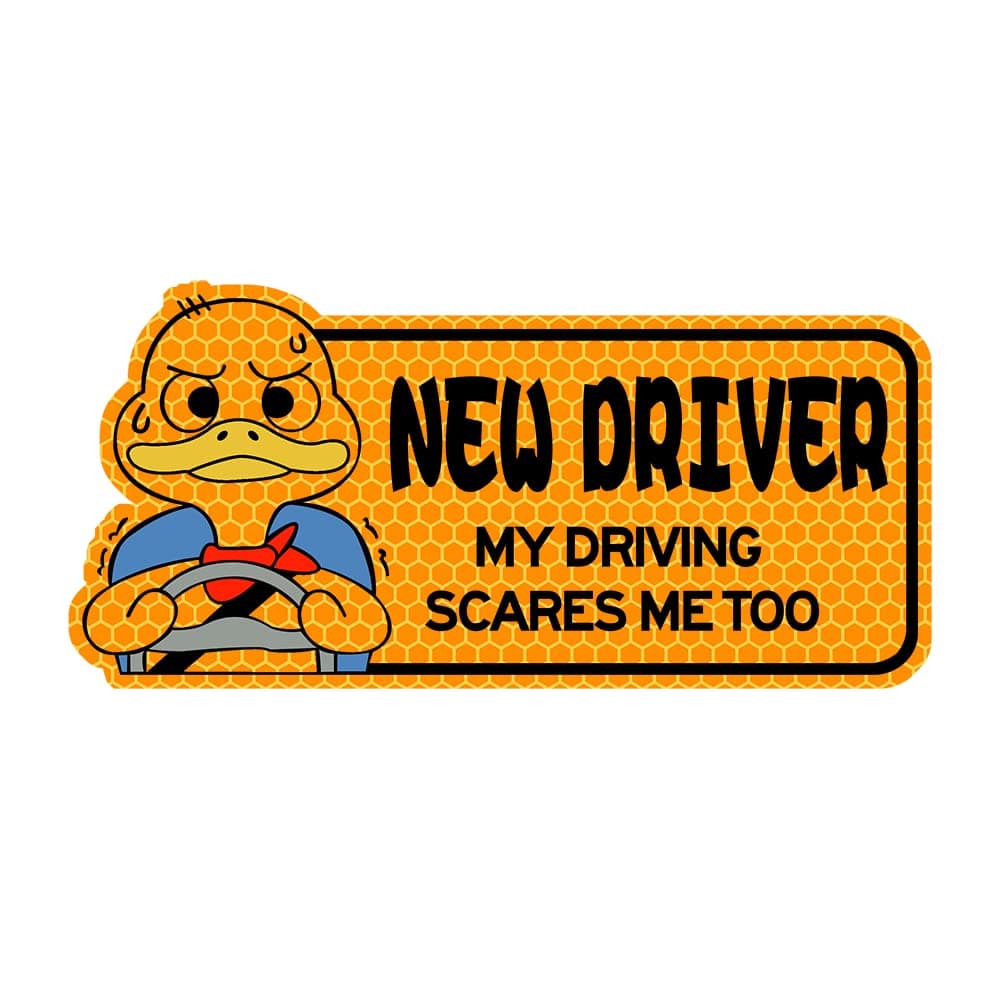 Reflective New Driver Sticker, Student Decal for Car, Vehicle Keep Distance Sign Bumper Funny Duck Sticker-Orange