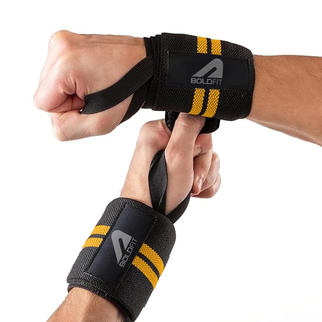 Wrist Band Support Yellow Black 2 Stripes