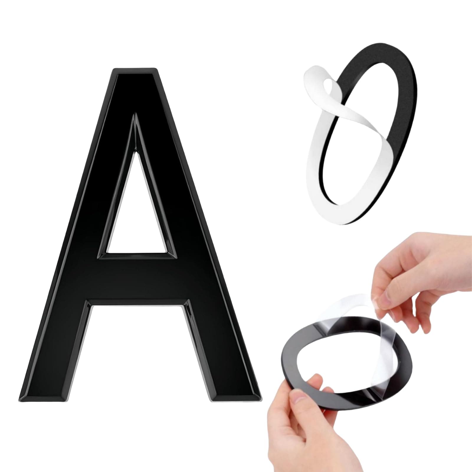 Self-adhesive 6 Inch House Numbers Acrylic House Number Modern House Numbers Black Mailbox Numbers for Outside Address Home Number for Apartments Office Hotel Room (Letter A)