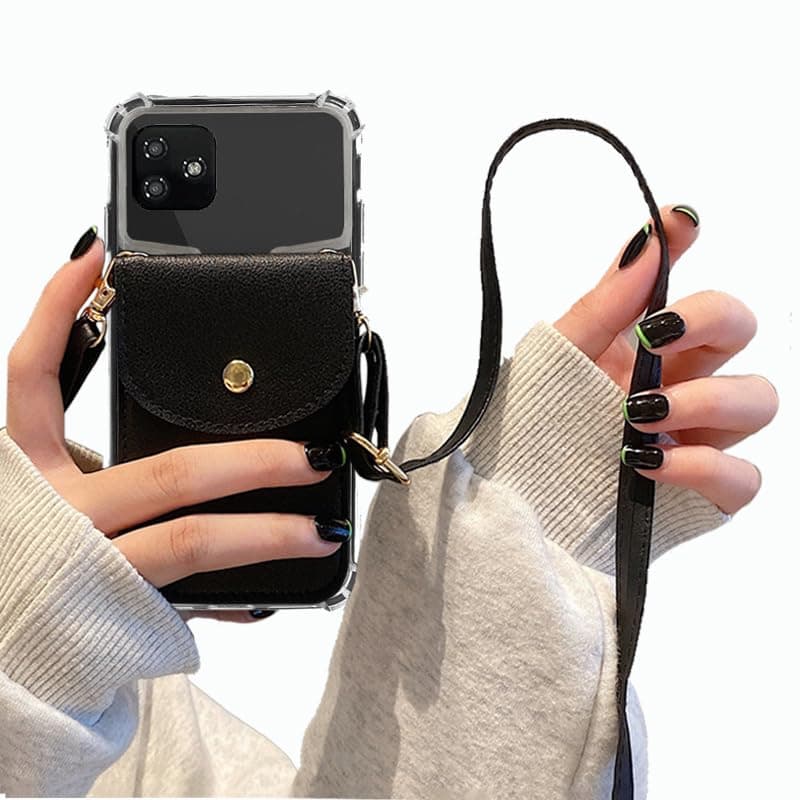 for Foxx FOXXD A56 Case, Foxx A56 Phone Case Wallet Back with Card Holder, Shockproof Faux Leather Case Crossbody Adjustable Lanyard Hands Free | Kickstand/Stand with Magnetic Closure -Black