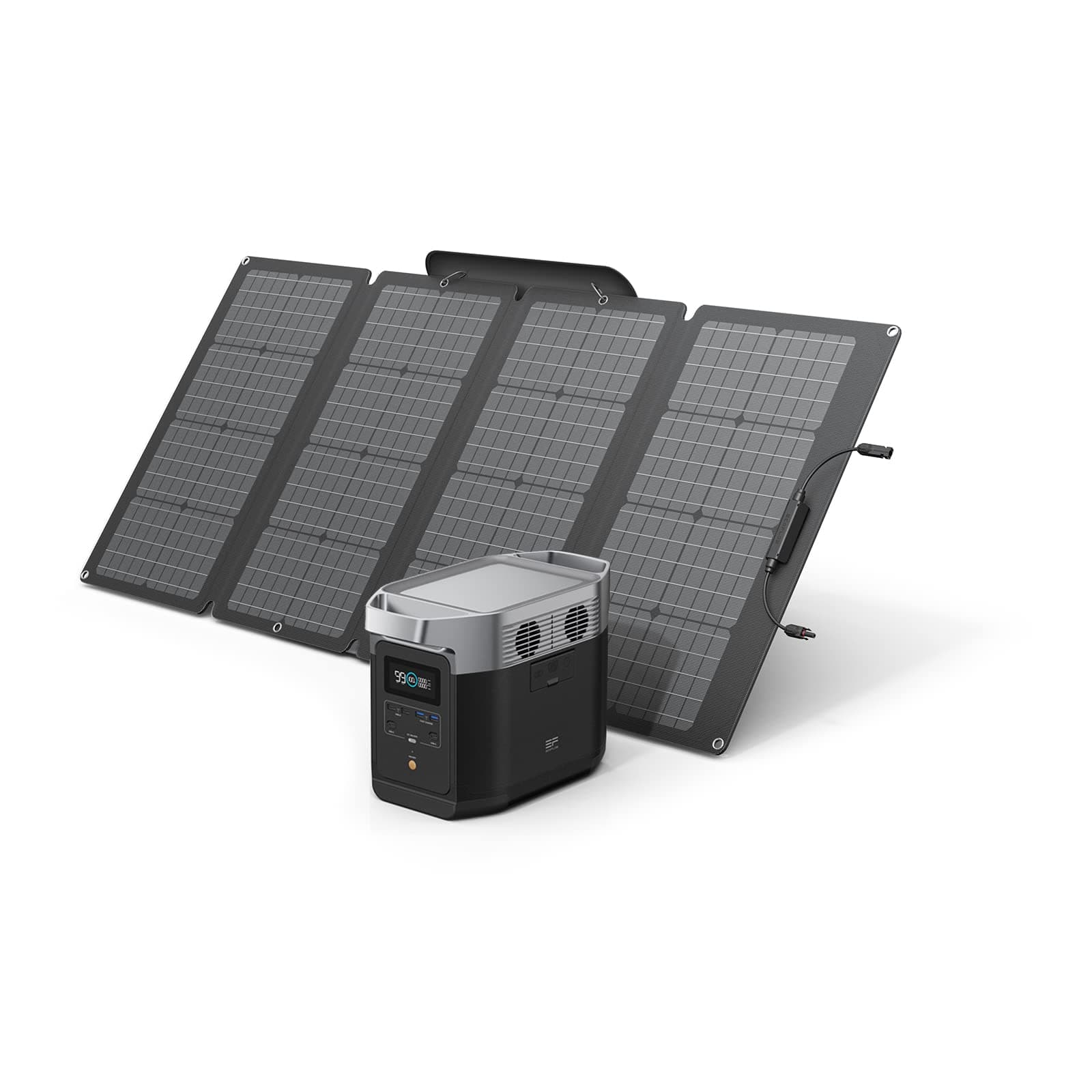 EF ECOFLOW Solar Generator DELTA 1260Wh with 160W Solar Panel, 6 X 1800W (3300W Surge) AC Outlets, Portable Power Station for Outdoors Camping RV High-Power Appliances Emergency