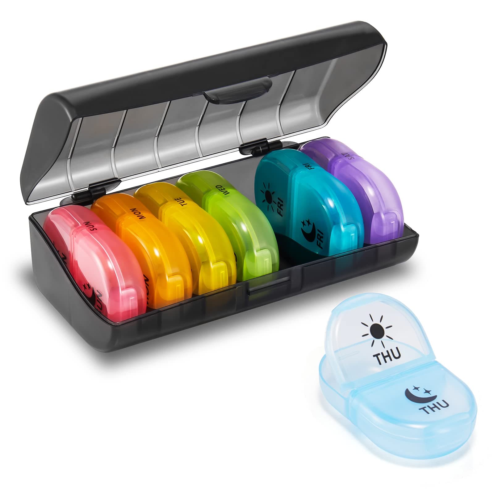 Fullicon Pill Organizer 2 Times a Day, Weekly Pill Box AM PM Daily Pill Cases Medicine Box